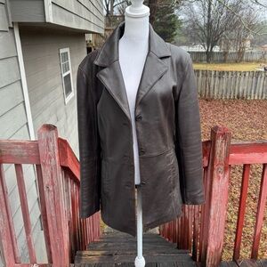 Elegant Dark Brown Leather Jacket for Women